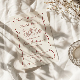 Hand Drawn Burgundy Bridal Brunch Invitation