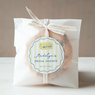 Hand-Drawn Butter Yellow Blue Bridal Shower Favour Classic Round Sticker