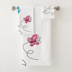 hand drawn butterfly    bath towel set