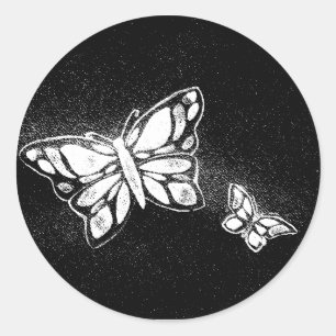 hand drawn butterfly classic round sticker