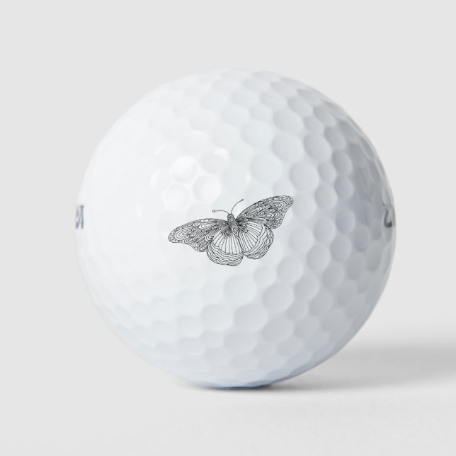Hand Drawn Butterfly Golf Balls (Front)