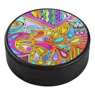 Hand Drawn By EDDArt - Blah Blah Blah 1 Hockey Puck