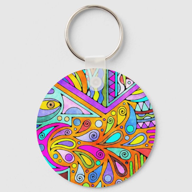 Hand Drawn By EDDArt - Blah Blah Blah 1 Key Ring (Front)