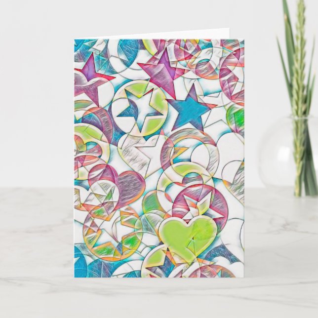 Hand Drawn By EDDArt - Stars And Hearts 1 Card (Front)