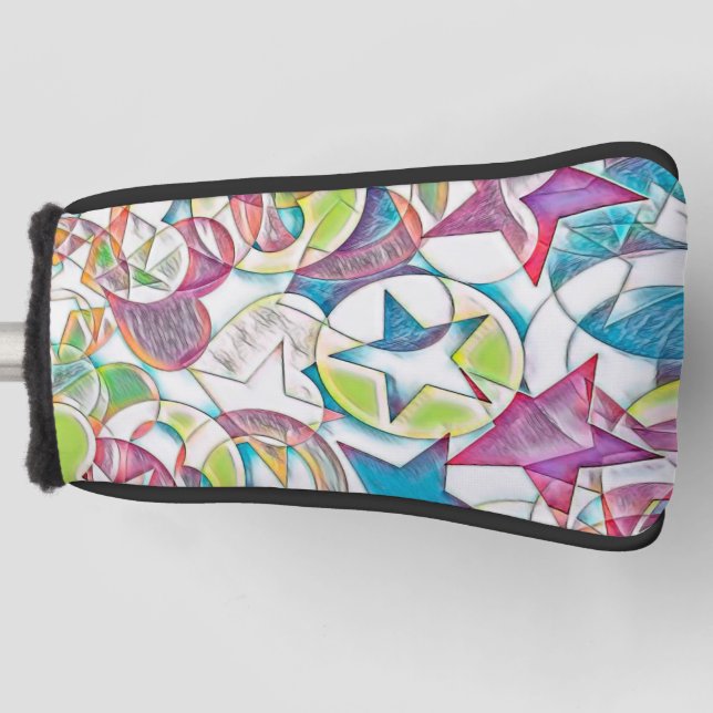 Hand Drawn By EDDArt - Stars And Hearts 1 Golf Head Cover (Front)