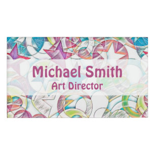 Hand Drawn By EDDArt - Stars And Hearts 1 Name Tag