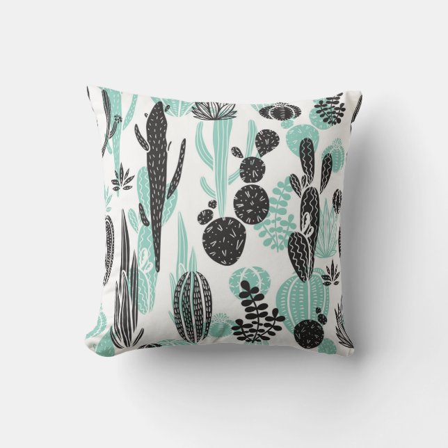 Hand Drawn Cacti: Doodle Seamless Cushion (Front)