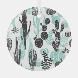 Hand Drawn Cacti: Doodle Seamless Glass Tree Decoration
