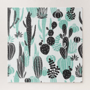 Hand Drawn Cacti: Doodle Seamless Jigsaw Puzzle
