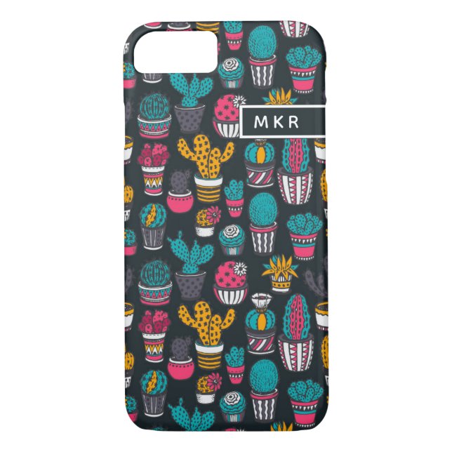 Hand Drawn Cactus in Sketch Style Pattern Case-Mate iPhone Case (Back)