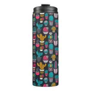 Hand Drawn Cactus in Sketch Style Pattern Thermal Tumbler