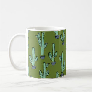 Hand drawn cactus pattern coffee mug