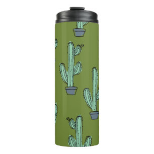 Hand drawn cactus pattern thermal tumbler