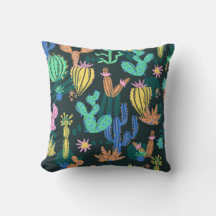 Hand-drawn cactus: Scandinavian seamless. Cushion