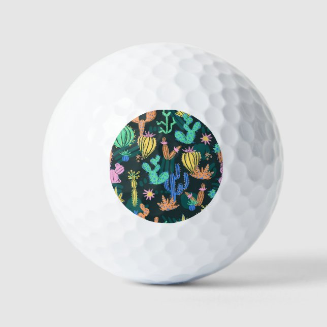 Hand-drawn cactus: Scandinavian seamless. Golf Balls (Front)