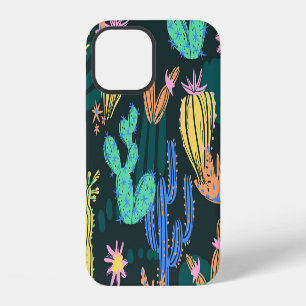 Hand-drawn cactus: Scandinavian seamless. iPhone 12 Case