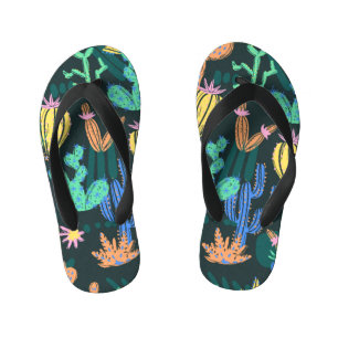 Hand-drawn cactus: Scandinavian seamless. Kid's Jandals