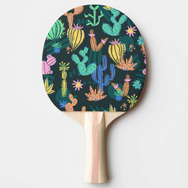 Hand-drawn cactus: Scandinavian seamless. Ping Pong Paddle (Front)