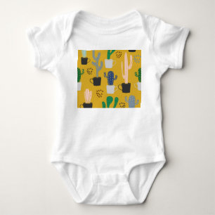Hand-Drawn Cactus Vintage Pattern Baby Bodysuit