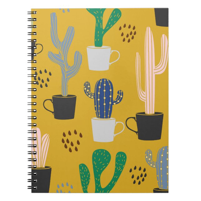 Hand-Drawn Cactus Vintage Pattern Notebook (Front)
