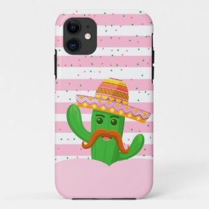 hand drawn cactus with stripes background Case-Mate iPhone case