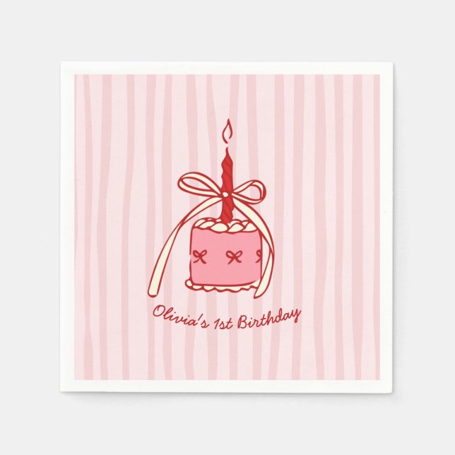 Hand drawn cake Birthday Party Napkin (Front)