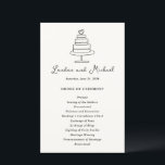 Hand Drawn Cake Doodle Modern Wedding Program<br><div class="desc">Modern wedding programs featuring my original hand drawn doodle.</div>
