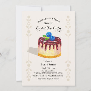 Hand Drawn Cake Sweet Tea Party Bridal Shower  Invitation
