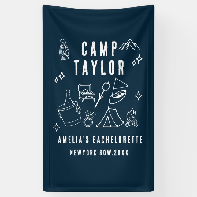 Hand drawn Camp Bachelorette Custom  Banner (Vertical)