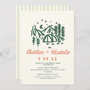 Hand drawn Camp Nature Scribble Wedding Invitation