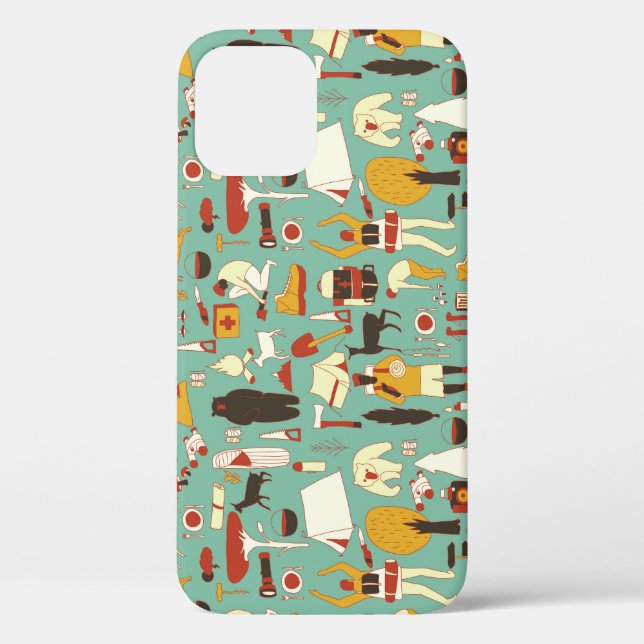 Hand-drawn camping, retro seamless pattern. Case-Mate iPhone case (Back)