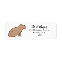 Hand-Drawn Capybara Cute Animal Return Address 