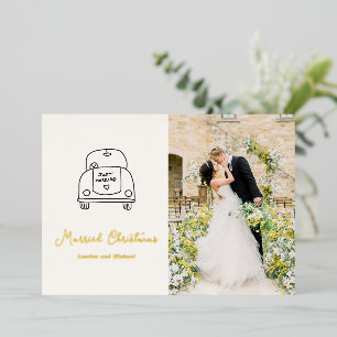 Hand Drawn Car Doodle Modern Newlywed Christmas