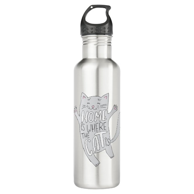 Hand Drawn Cartoon Cat Pictures Cute Kitty Pics 710 Ml Water Bottle (Front)