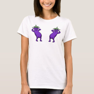 Hand Drawn Cartoon Cute Eggplants Posing T-Shirt