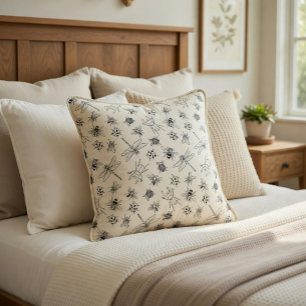 Hand-Drawn Cartoon Insects Pattern  Decorative Cushion