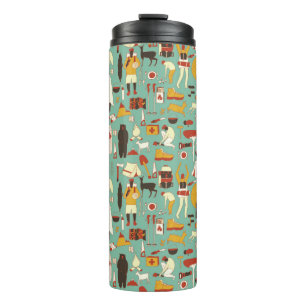 hand drawn cartoon seamless camping pattern. Picni Thermal Tumbler