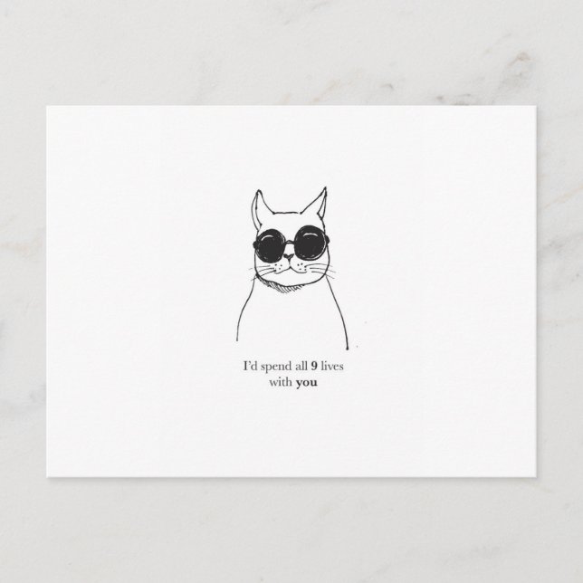 Hand drawn cat romantic card (Front)