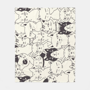 Hand-drawn cats doodle seamless pattern. fleece blanket