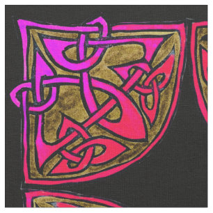 Hand-drawn Celtic Magenta Tile Pattern Fabric