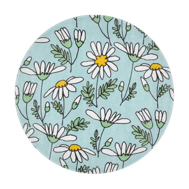 Hand-Drawn Chamomile Pattern. Cutting Board (Front)