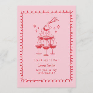 Hand Drawn Champagne Bridesmaid Proposal Card