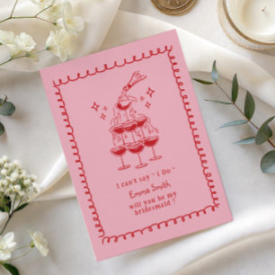 Hand Drawn Champagne Bridesmaid Proposal Card
