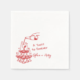 Hand Drawn Champagne Glass Tower Wedding Napkin