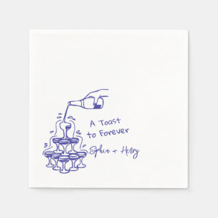 Hand Drawn Champagne Glass Tower Wedding Napkin
