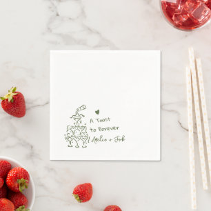 Hand Drawn Champagne Glass Tower Wedding Napkins