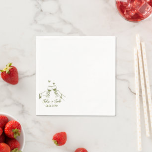 Hand Drawn Champagne Glass Wedding Napkins