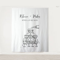 Hand drawn champagne tower Backdrop Photo booth