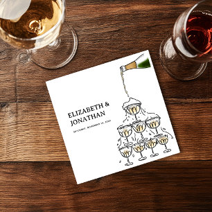 Hand Drawn Champagne Tower Wedding Napkin