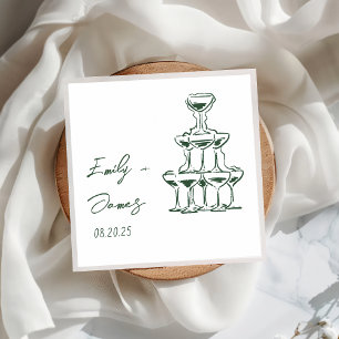 Hand Drawn Champagne Tower Wedding Napkins